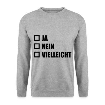 ja nein ankreuzen - Unisex Pullover - Weißgrau meliert - Vorne - Alina (178cm) & Michal (187cm)