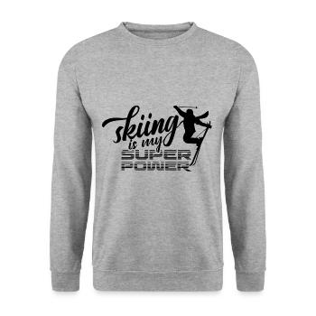 Skiing is my superpower skier ski - Unisex Sweatshirt - salt & pepper - Front - Alina (178cm) & Michal (187cm)