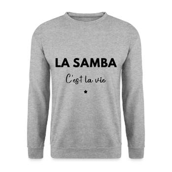 La Samba c’est la vie - Sweat-shirt Unisexe - gris chiné - Devant - Alina (178cm) & Michal (187cm)
