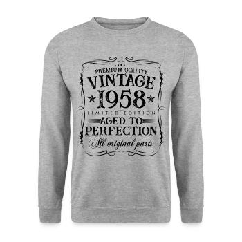 1958 vintage vintage 65 ans cadeau d’anniversaire - Sweat-shirt Unisexe - gris chiné - Devant - Alina (178cm) & Michal (187cm)