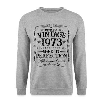 1973 vintage vintage 50 ans cadeau d’anniversaire - Sweat-shirt Unisexe - gris chiné - Devant - Alina (178cm) & Michal (187cm)