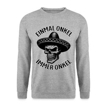 Einmal Onkel, Immer Onkel - Unisex Pullover - Weißgrau meliert - Vorne - Alina (178cm) & Michal (187cm)