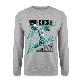 Homme de la musculation, version rose violet foncé - Sweat-shirt Unisexe - gris chiné - Devant - Alina (178cm) & Michal (187cm)