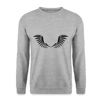 Ailes Angéliques Ange Oiseau Wings Clipart - Sweat-shirt Unisexe - gris chiné - Devant - Alina (178cm) & Michal (187cm)