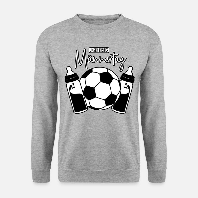 Fußball Papa Sohn Baby - Unser erster Männertag - Unisex Pullover - Weißgrau meliert