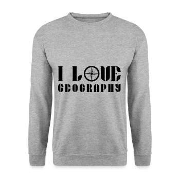 Ich Liebe Geografie Geograph Geograf Geographie - Unisex Pullover - Weißgrau meliert - Vorne - Alina (178cm) & Michal (187cm)