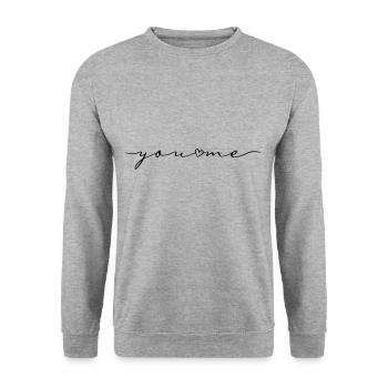 Du und Ich You and Me Liebe Kalligrafie Schrift - Unisex Pullover - Weißgrau meliert - Vorne - Alina (178cm) & Michal (187cm)