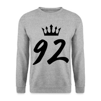 92 Number crown - Unisex Sweatshirt - salt & pepper - Front - Alina (178cm) & Michal (187cm)