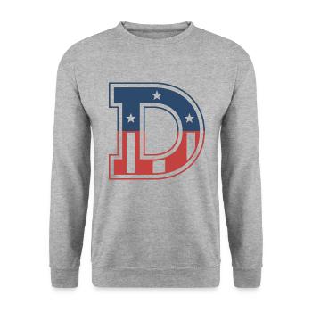 Lettre D États-Unis - Sweat-shirt Unisexe - gris chiné - Devant - Alina (178cm) & Michal (187cm)