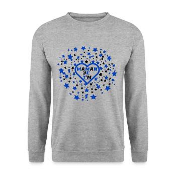maman je t aime - Sweat-shirt Unisexe - gris chiné - Devant - Alina (178cm) & Michal (187cm)