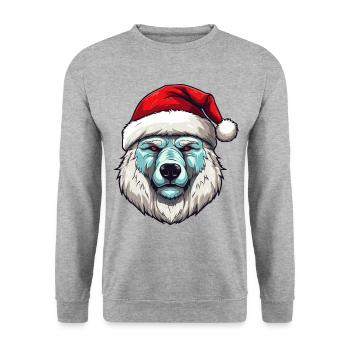 Portrait d’ours polaire Noël ours polaire - Sweat-shirt Unisexe - gris chiné - Devant - Alina (178cm) & Michal (187cm)