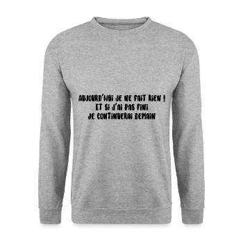 Aujourd’hui je ne fais rien - Sweat-shirt Unisexe - gris chiné - Devant - Alina (178cm) & Michal (187cm)