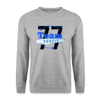 Team Doncic - Unisex Pullover - Weißgrau meliert - Vorne - Alina (178cm) & Michal (187cm)