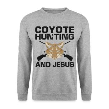 Conception de coyote pour les réacteurs de coyote - Sweat-shirt Unisexe - gris chiné - Devant - Alina (178cm) & Michal (187cm)