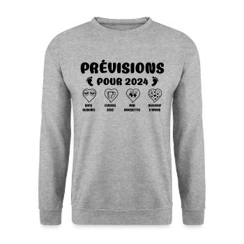 Prévisions pour 2024,future mama,futur papa,papa - Sweat-shirt Unisexe - gris chiné - Devant - Alina (178cm) & Michal (187cm)