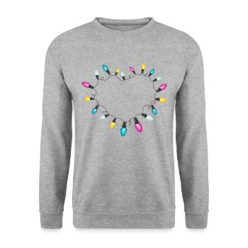 Herz aus Lichterkette - Unisex Pullover - Weißgrau meliert - Vorne - Alina (178cm) & Michal (187cm)