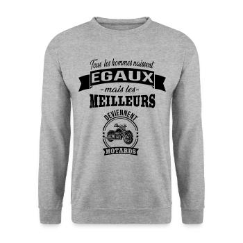 les meilleurs deviennent motards,moto,citation - Sweat-shirt Unisexe - gris chiné - Devant - Alina (178cm) & Michal (187cm)