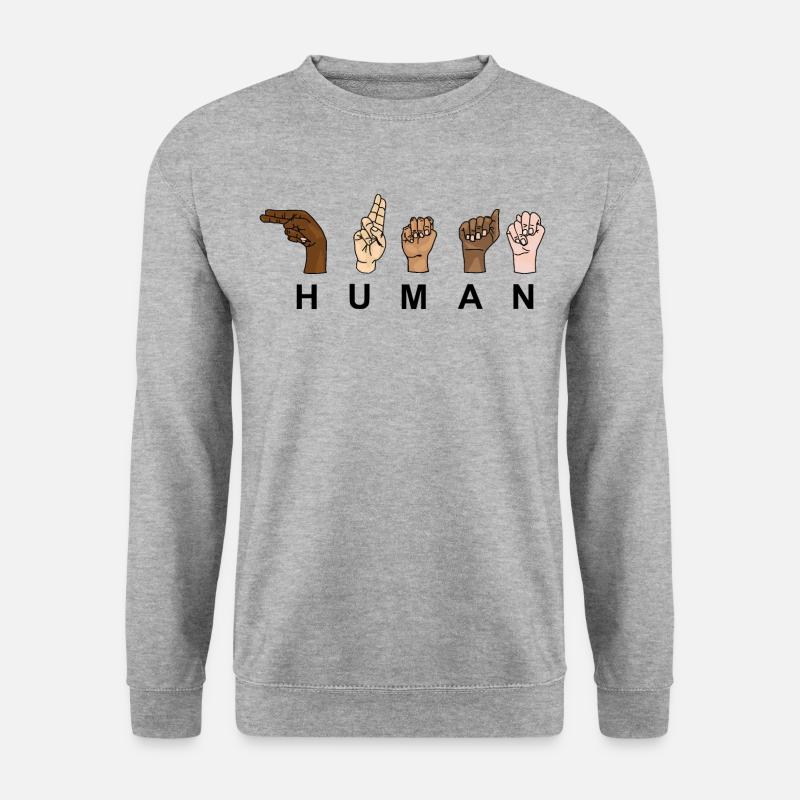 HUMAN - HUMANITY - Handzeichen - Unisex Pullover - Weißgrau meliert