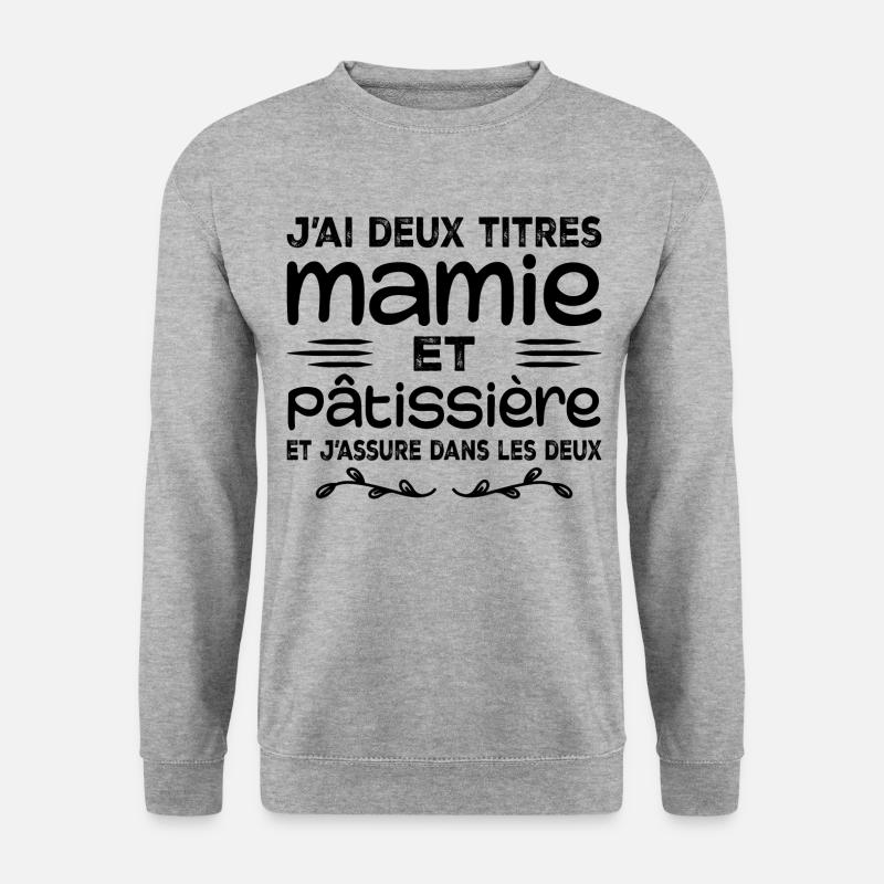 Oma und Konditor | Oma | Gebäck - Unisex Pullover - Weißgrau meliert