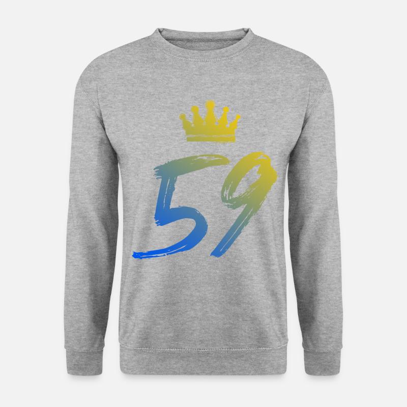 59 Zahl Krone - Unisex Pullover - Weißgrau meliert