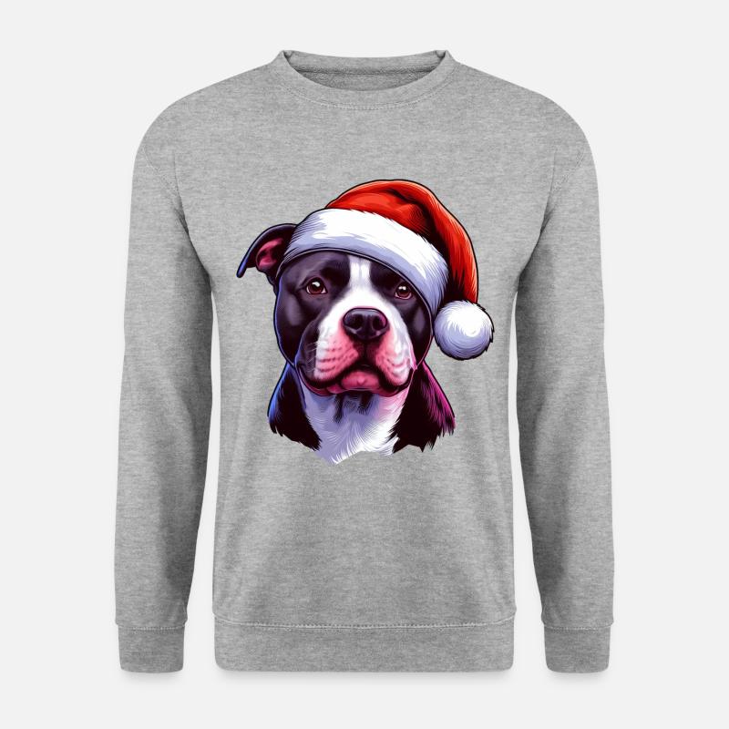 Pitbull Weihnachtsmann - Unisex Pullover - Weißgrau meliert