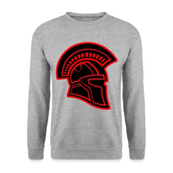 Spartan Head Warrior Sparta Helmet - Unisex Sweatshirt - salt & pepper - Front - Alina (178cm) & Michal (187cm)
