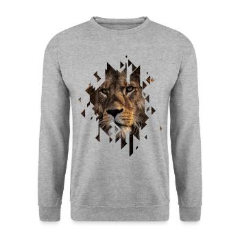 Lion Lion King Jungle Africa Safari Animal - Unisex Sweatshirt - salt & pepper - Front - Alina (178cm) & Michal (187cm)