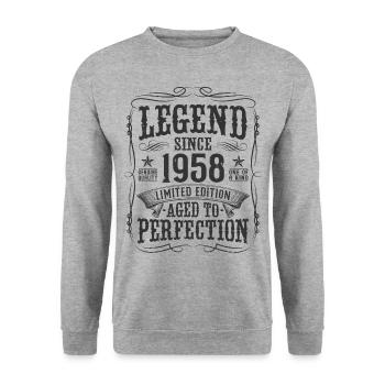 Legend 1958 Vintage Cadeau d’anniversaire - Sweat-shirt Unisexe - gris chiné - Devant - Alina (178cm) & Michal (187cm)