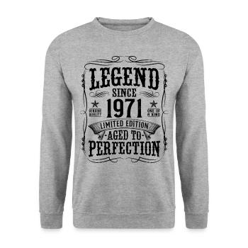 Legend 1971 Vintage Cadeau d’anniversaire - Sweat-shirt Unisexe - gris chiné - Devant - Alina (178cm) & Michal (187cm)