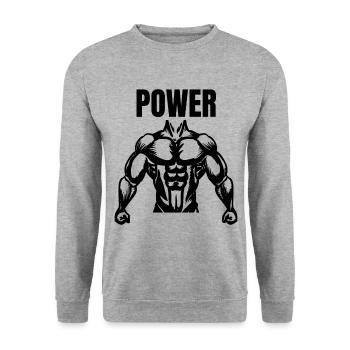 Power - Unisex Pullover - Weißgrau meliert - Vorne - Alina (178cm) & Michal (187cm)