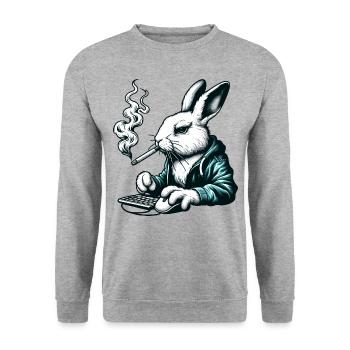 Lapin Nerd Drôles D’animaux - Sweat-shirt Unisexe - gris chiné - Devant - Alina (178cm) & Michal (187cm)