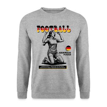 Deutschland Fußballerin Shirt: Torjubel pur - Unisex Pullover - Weißgrau meliert - Vorne - Alina (178cm) & Michal (187cm)