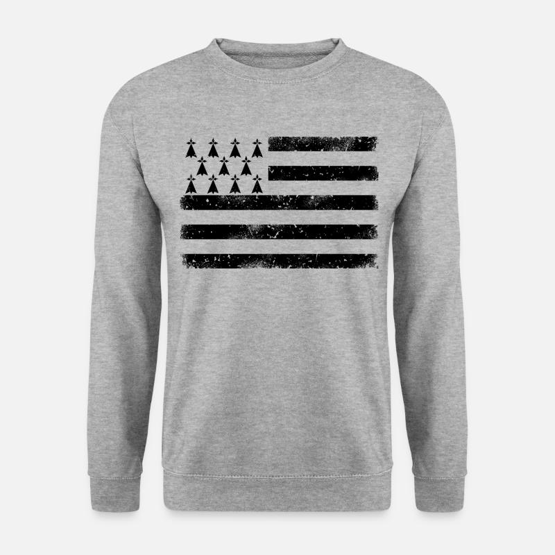 Flagge Bretagne VINTAGE - Unisex Pullover - Weißgrau meliert