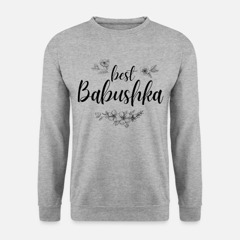 Beste Babuschka. Babuschka Geschenk - Unisex Pullover - Weißgrau meliert