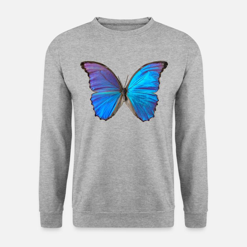 Blauer Schmetterling - Unisex Pullover - Weißgrau meliert