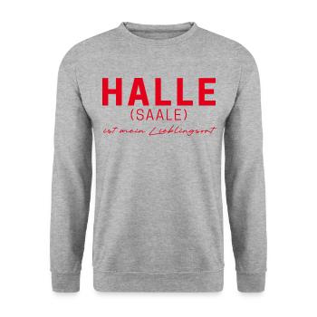 T-shirt Halle (Saale) – Pour les fans et l'amour de la patrie - Sweat-shirt Unisexe - gris chiné - Devant - Alina (178cm) & Michal (187cm)