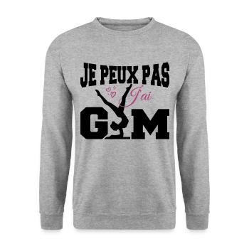 Gymnastik-Geschenk Ich kann nicht Fitnessstudio - Unisex Pullover - Weißgrau meliert - Vorne - Alina (178cm) & Michal (187cm)