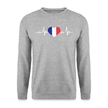 Flag France French Heart Travel - Unisex Sweatshirt - salt & pepper - Front - Alina (178cm) & Michal (187cm)