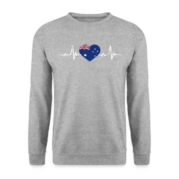 Australien Herz Australische Flagge Retro - Unisex Pullover - Weißgrau meliert - Vorne - Alina (178cm) & Michal (187cm)