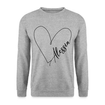 Alessia Nom Ligne de coeur - Sweat-shirt Unisexe - gris chiné - Devant - Alina (178cm) & Michal (187cm)