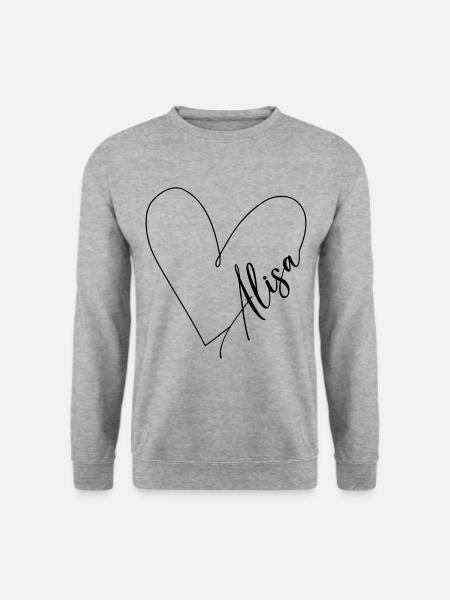 Alisa Name Herzlinie - Unisex Pullover - Weißgrau meliert