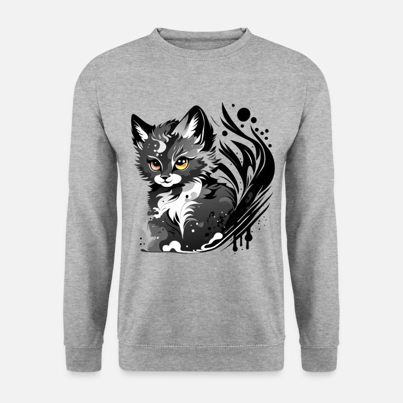 freches Kätzchen - Unisex Pullover - Weißgrau meliert