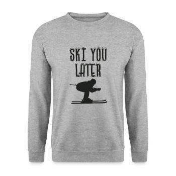 Ski You later auf der Piste - Unisex Pullover - Weißgrau meliert - Vorne - Alina (178cm) & Michal (187cm)