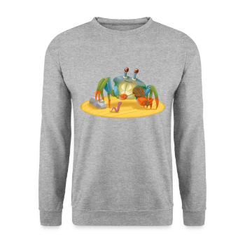 Crab musician with violin on the beach - Unisex Sweatshirt - salt & pepper - Front - Alina (178cm) & Michal (187cm)