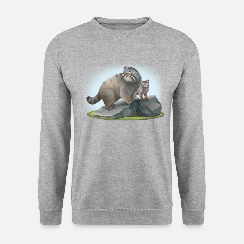 Manul Katze ist Bergsteiger - Unisex Pullover - Weißgrau meliert