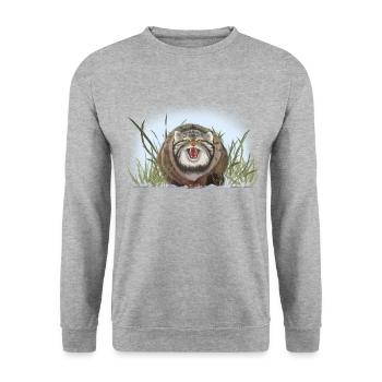 Manul does not like stroking - Unisex Sweatshirt - salt & pepper - Front - Alina (178cm) & Michal (187cm)