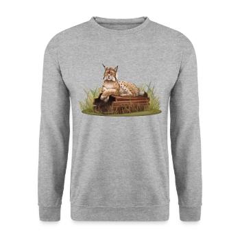 Lynx - Cat - Cat Family - Animals - Wildlife - Unisex Sweatshirt - salt & pepper - Front - Alina (178cm) & Michal (187cm)