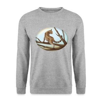 Ocelot - Cat - Cat Family - Africa - Savannah - Unisex Sweatshirt - salt & pepper - Front - Alina (178cm) & Michal (187cm)