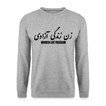 Women life freedom - Unisex Pullover - Weißgrau meliert - Vorne - Alina (178cm) & Michal (187cm)