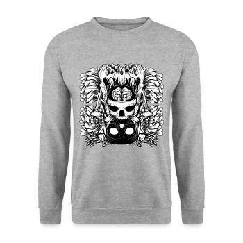 Skull and Brain - Unisex Sweatshirt - salt & pepper - Front - Alina (178cm) & Michal (187cm)